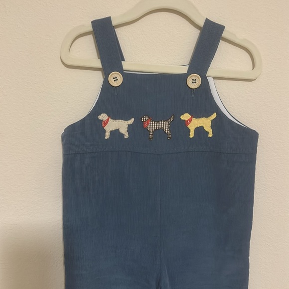 Shrimp and Grits Kids Overalls with dog embroidery - Picture 2 of 5